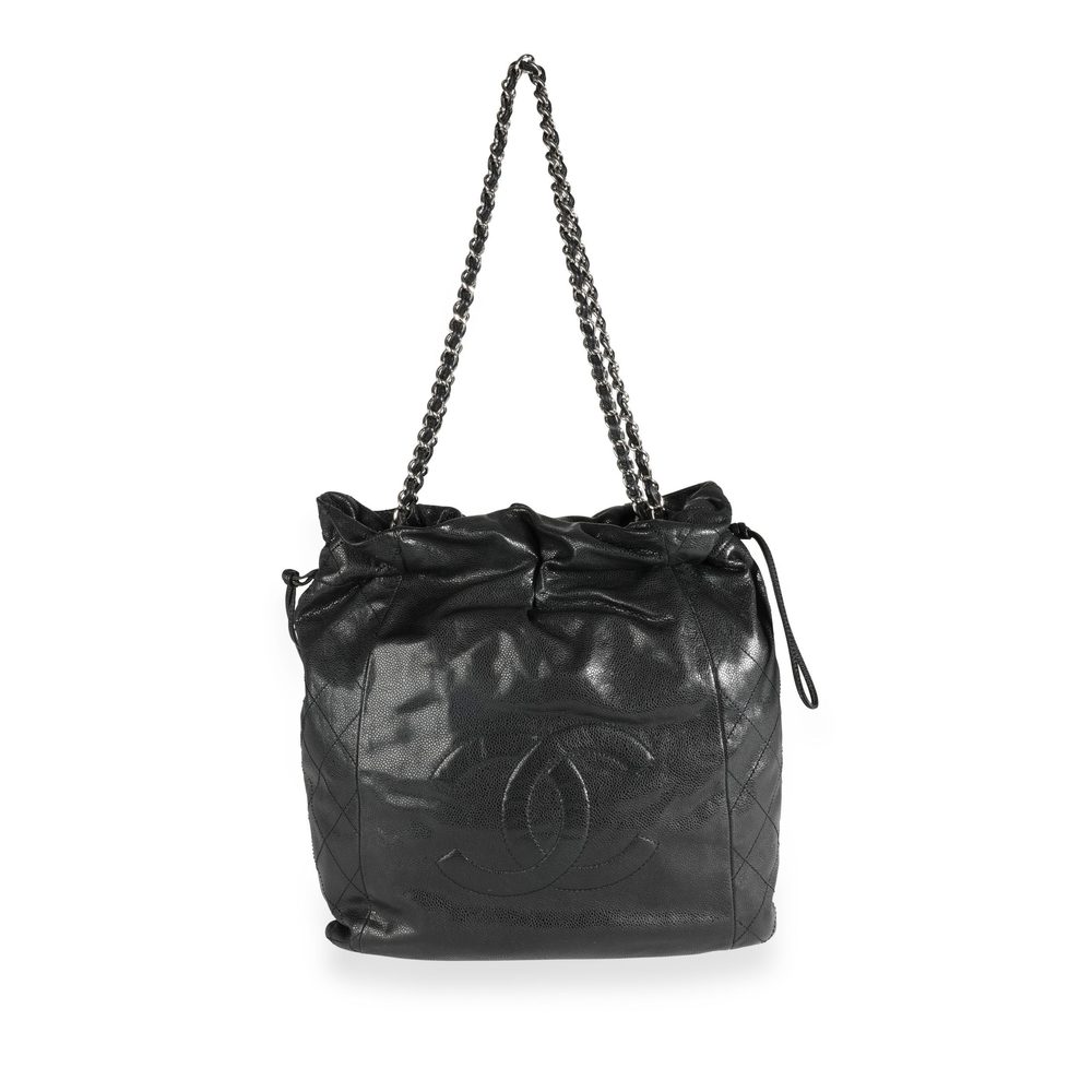 Chanel Black Caviar Leather Timeless Drawstring Tote